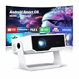 ZDK 2026 Upgrade Mini Beamer Integrierte Apps, Android 14, unterstützt 4K 1080P, Trapezkorrektur, WLAN&BT Beamer 4K Heimkino, Projektor Tragbarer mit um 270° drehbarem Ständer, Kompatibel Laptop/Handy