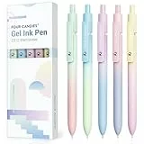 Four Candies 5PCS 0,7mm Schnell trocknende Stifte mit schwarzer Tinte Feiner Punkt Glattes Schreiben Schulbedarf Spaß Hübsche Niedliche Stifte Geschenke für Mädchen (Farbverlauf)