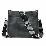 ZOUIQSS Dame Crossbody Taschen Leder Umhängetasche Frauen Hobo Handtasche mit Reißverschluss Schultertasche mit verstellbarem Riemen(Grau(5CM) Camouflage2)