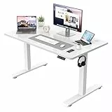 JUMMICO Höhenverstellbarer Schreibtisch KOMPLETTE TISCHPLATTE Elektrischer Schreibtisch Höhenverstellbar mit Memory-Funktion Steh-Sitz Tisch Computertisch 110 x 60 cm Weiß