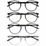 OPULIZE Met Lesebrille 4er Pack Schlank Runder Rahmen Federscharniere Kratzfest Schwarz Braun Transparent Grau Transparent Schwarze Herren Damen RRRR60-127C +1.50