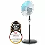 Brandson - Standventilator 40cm - Preisträger 2026 - Ventilator Standfuß höhenverstellbar - hoher Luftdurchsatz, 3 Geschwindigkeitsstufen - Oszillationsfunktion 80° - silber schwarz