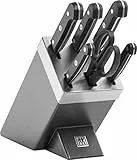 ZWILLING Gourmet Selbstschärfender Messerblock, 7-teilig, Messerset und Schere aus rostfreiem Spezialstahl/Kunststoff-Griff, Grau [Made in Germany]