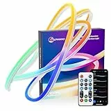 Lphianx Neon Rope Light, 3m LED Neon Flex with Music Sync, Compatible with Alexa, Google Assistant, LED Strip Lights for Bedroom Living Gaming Room Wall Decor (Not Support 5G WiFi)