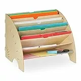 Relaxdays Dokumentenablage, 6 Ablagefächer, DIN A4, HxBxT 27 x 34 x 27 cm, Büro & Schule, Büro-Organizer, MDF, Hellbraun