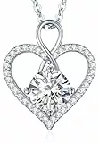 LOUISA SECRET Frauen Halskette Infinity Herz Eternal Mini Herz Moissanite Runde Halskette 925 Sterling Silber Kette Damen Brithday Geschenk Valentinstag Schmuck Weihnachtstag