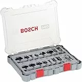 Bosch 15x PRO Fräser-Set gemischt (für Weichholz, Hartholz, Ø 13/16/13/35/25/16/32/32/27/29/19/25/8/10/16 mm, Professional Zubehör Handfräse, Kantenfräse)