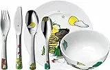 WMF Janosch Kinder Geschirrset 6-teilig, Kindergeschirr mit Kinderbesteck ab 3 Jahre, Cromargan Edelstahl poliert, spülmaschinengeeignet