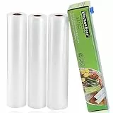 KitchenBoss Vakuumierbeutel Lebensmittel mit Cutter-Box: 3 Rolle 28x500cm Vakuumrollen BPA-Frei Vakuumierfolie fuer Folienschweißgerät Sous Vide Beutel