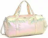 Sporttasche mit Nasstasche, Wochenendtasche, Übernachtungstasche mit wasserdichtem Schuhbeutel und Luftloch für Mädchen, Kinder, Damen, faltbare Reisetaschen, Metallisches Champagner-Gold