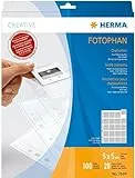 HERMA 7699 Diahüllen für gerahmte Dias, 100 Stück, 5x5 cm, 20 Fächer geteilt, klar/matt, beidseitig sichtbar, Fotophan Fotosichthüllen Sammelhüllen mit Eurolochung zur Dia-Archivierung, transparent