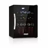 Klarstein Mini Kühlschrank mit Glastür, für Zimmer, Getränkekühlschrank Klein mit Verstellbaren Ablagen, mit Wellenform-Racks, 60 Liter Kühlschrank Leise