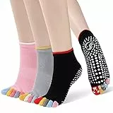 ZAKASA Rutschfeste Damen Yoga Zehensocken: Lustige Stoppersocken für Pilates Tanz Krankenhaus Fitness Sport Bunte Erwachsene Yogasocken mit Grip Gummisohlen EU36-39 Flecken-3 Paare