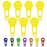OnAir 7 Stück Einkaufswagenchips Einkaufswagenlöser zum sofort abziehen; Einkaufswagen-Chip Schlüsselanhänger; Einkauf-Wagenchip sofort wieder ablösen und Schlüssel einstecken (Happy Face, Gelb)