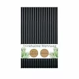 DeinPack 100 Mehrweg-Trinkhalme aus Kunststoff - Ø7mm Länge 150mm - Nachhaltig & Wiederverwendbar - Ideal für Cocktails & Drinks - schwarze Strohhalme in Premium PP-Qualität