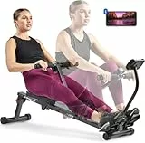 Sunny Health & Fitness Intelligentes Rudergerät, kompaktes, verstellbares Rudergerät mit 12 Widerstandsstufen für das Ganzkörpertraining - SF-RW1205SMART