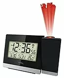 Technoline WT 536 Funk-Projektionswecker mit DCF77 Funkuhr | Uhrzeitprojektion | Innentemperatur | Alarm mit Snooze | Wochentag & Datum | Hintergrundbeleuchtung | Netzteil inklusive | Schwarz