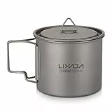 Lixada Ultralight Titanium Pot Wasserbecher, tragbar, Titanium, Tasse mit Deckel und Griff, faltbar, Camping, Outdoor, Küche, Picknick