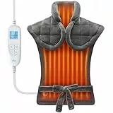 iDOO Heizkissen für Rücken Schultern Nacken, Vatertagsgeschenk für Papa, Heizdecke mit Abschaltautomatik, 61x84 cm 6 Temperaturstufen & 3 Timer, Flanellmaterial Waschbar Wärmekissen für Vater