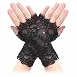 WLLHYF Fingerlose Damenhandschuhe Schwarz für Damen Halloween Fingerlose Handschuhe Braut Hochzeit Abschlussball 1920er Jahre Teeparty Brauthandschuhe für Hochzeitsfeierkostüm