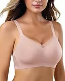 As Fairy BH Damen Ohne Bügel BHS Mesh Nahtloser Stütz Push Up BH Bügelloser Seamless Bequem Bralette Tshirt Klassische Komfort BHS für Damen Rosa Farbe 2XL
