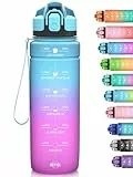 Niggeey Sport Trinkflasche 500ml, 700ml, 1L, 1,5L Trinkflasche Kinder Auslaufsicher, BPA-frei Tritan Motivierende Wasserflasche mit Zeitmarkierung, Sportflasche für Kinder, Schule, Fitness, Gym
