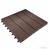 Floordirekt WPC Fliesen 30x30 cm, 1m² = 11 Terrassenfliesen, Klickfliesen, Balkonfliesen in Holzoptik - Bodenbelag für Balkon & Terrasse - wetterfest mit Drainagefunktion | Noble | Braun