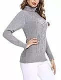 Irevial Damen Rollkragenpullover Dicker Stricken Pulli Langarm Fit Pullover Lässiger Einfarbige Strickpullover