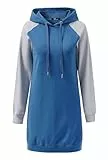 YUTILA Damen Hoodie Kapuzenpullover Langarm Lange Sweatkleid Pulloverkleid Winterkleid Herbstkleid