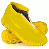 JUDA Wasserdicht Schuhüberzieher, Wiederverwendbare rutschfeste Überschuhe, Für Regen, Schneetag, Wüstenstrand, Schlammige Straßen (XL (43-47), Gelb)