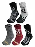 United Labels 5 Paar Harry Potter Socken für Herren, Schwarz Grau Rot, 40-45, Herrensocken, Männer Strümpfe