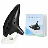 Ohuhu Zelda Ocarina, 12-Loch-Okarina Zelda Alto C Triforce Link-Cosplay Geschenk für Zelda-Fans mit Ausstellungsstand Schutztasche Notenschrift, Ceramic Replica, Schwarz