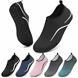 VOLHAL Wasserschuhe Herren Badeschuhe Damen Strandschuhe Schwimmschuhe Surfschuhe Aquaschuhe Breathable Schnelltrockend Schuhe Beach Pool Surfen Unisex(787 Linien in Schwarz 38 EU)