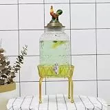 TT-YEC Getränkespender Aus Glas Mit Ständer Und Zapfhahn, 4-Liter-Getränkespender Für Kaltgetränke, Tischgetränkespender, Sichtbarer Behälter,C