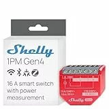 Shelly 1PM Gen4 - WLAN Smart Relais Schalter, Strommessung, Stromzähler, 1 Kanal, 16A, Lichtschalter, Heizung, Smart Home, Zeitschaltuhr, Alexa & Google, Matter, Zigbee, Kein Hub Erforderlich