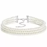 BABEYOND 1920s Damen Halskette Multi Schichte Choker Kette Hochzeit Braut Schmuck Accessoires Imitation Perlen Kette Elegant Retro Stil Fasching Kostüm Zubehör (Stil 2)