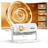 Beamer丨[Elektrischer Fokus丨Auto Keystone] 4K Full HD 1080P Unterstützt,WiFi 6 und Bluetooth丨Mini beamer, 300 Zoll, 360-Grad-Drehbar Beamer, Ideal für Heimkino丨Outdoor Projektor Kompatibel mit Handy,PC
