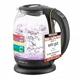 EMERIO Wasserkocher | TESTSIEGER Haus & Garten Test 02/2019 | aus hochwertigem Borosilikatglas | mit Temperaturwahl (60-70-80-90-100°C) | BPA-frei | AutoOff & Trockengehschutz | 2200W | WK-119255.5