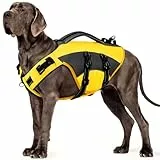 CITÉTOILE Hunde Schwimmweste mit Griff und Reflektierend, Einstellbare Rettungsweste für Kleine Mittel Große Hunde, Langlebigem für Wassersport Schwimmen und Bootfahren, Gelb, XL