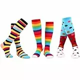 MAKABO Damen bunt gemusterte Kniestrümpfe, 3 Paar Multicolor Geometry Long Socks, Größe 35-38
