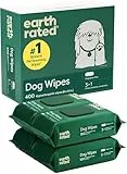 Earth Rated Feuchttücher für Hunde, Dicke Pflegetücher auf pflanzlicher Basis zur einfachen Anwendung an Pfoten, Körper und Hintern, unparfümiert, 400 Stück
