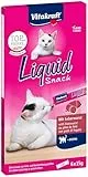 Vitakraft Liquid Snack, Katzen Leckerli, Katzensnack cremig, mit Leberwurst und Biotin, in einzelnen Sachets, für bessere Haut (1 Paket mit 6x 15g)