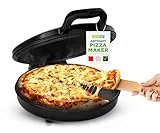 NutriChef Pizzaofen Elektrisch 1500W 30 cm Pizza Maker Schwarz – Antihaftplatte, 80–200°C, Kompakter Pizza Ofen für Toast, Omelett, Snacks