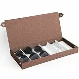 Cozary Aufbewahrungsbox für Brillen - Brillenbox für Mehrere Brillen mit Flip-Top-Design Druckknöpfen, Brillenaufbewahrung für Sonnenbrillen, Schmuck und Accessoires mit 6 Fächern - Braun - 38x17x4cm