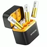 BATZONE 8 Pack AA Wiederaufladbare Lithium Akkus mit Ladegerät, 3600mWh Hohe Kapazität 1.5V AA Batterien, Lang anhaltende wiederaufladbare AA Li-ion Batterie mit Integrierter Charing Aufbewahrungsbox