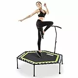 ONETWOFIT Fitness-Trampolin mit höhenverstellbarem Haltegriff, leise Gummiseilfederung, Trampolin Training wie im Fitness-Studio Trainer Workout für Erwachsene