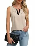Chicrise Top Damen Sommer Tank Oberteile V Ausschnitt 2026 Comma Bluse Elegant BeigeSchwarz Mittel 38-40