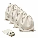 Schuhtaschen 4 Stück für Reise Schuhbeutel für Herren Damen, Schuhsack mit Kordelzug, 45×35cm, Waschbar & Wiederverwendbar, Faltbar&Stabil Staubbeutel für Travel, Sport, Camping und Aufbewahrung Beige