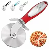 Zulay Kitchen Pizzaschneider Edelstahl – Pizzarad Ø 7,6 cm, scharfe Klinge, Pizzaroller rutschfester ergonomischer Griff mit Fingerschutz, Spülmaschinenfest, Pizza Cutter mit Aufhängeloch - Rot