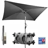 4smile SunnyShade Sonnenschirm Balkon mit Halterung im 3-er-Set, UV 50+, 200x125 cm, Anthrazit, Sonnenschirm rechteckig, Sonnenschutz Balkon, Balkonschirm mit Sonnenschirmhalter, für Balkongeländer